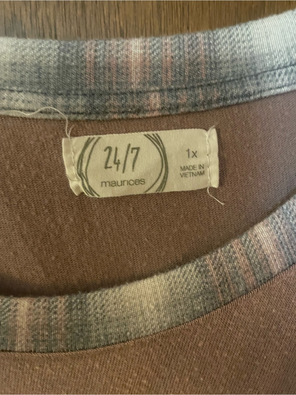 Maurices 24/7 Long Sleeve Crewneck in Dusty Brown with Heathered Trim